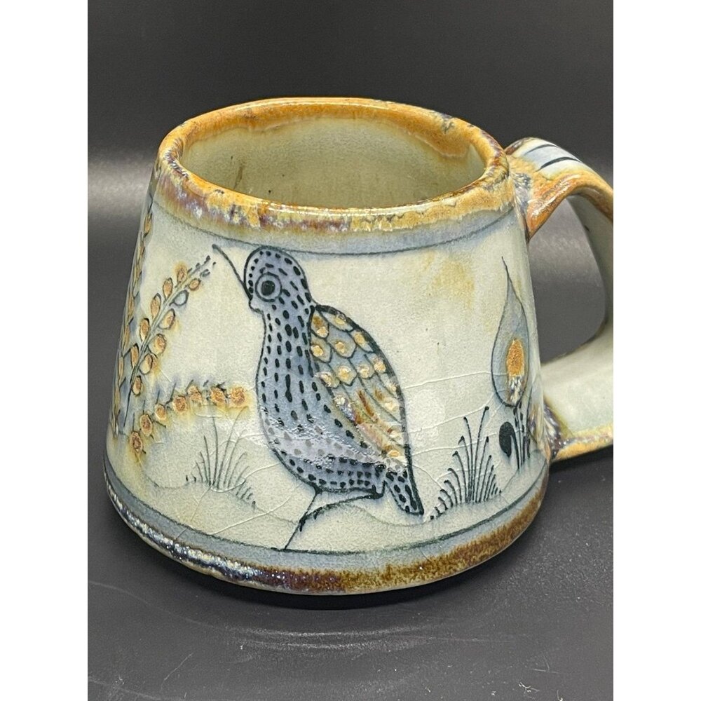 Vintage Ken Edwards Pottery El Palomar Tonala Large Quail Mug Studio Folk Art